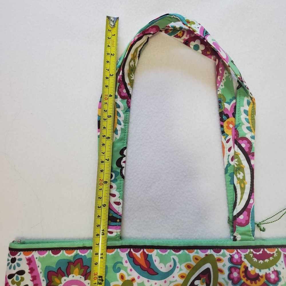 NWT Vera Bradley Green and Pink Paisley Tote - Picture 4 of 7